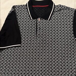 Carolina Herrera Black and White Patterned Polo Shirt